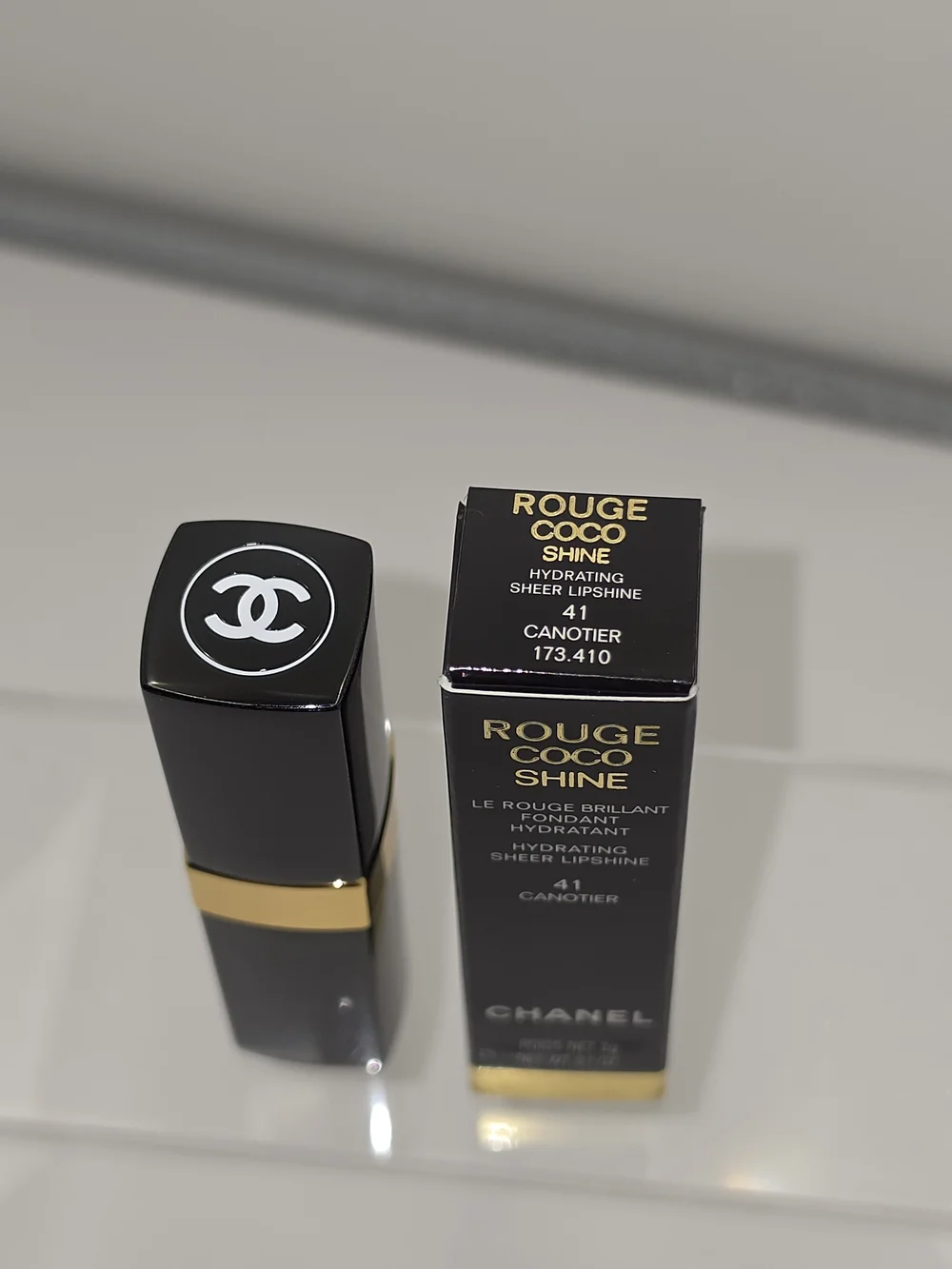ORIGINAL CHANEL Rouge Coco Shine Hydrating Sheer Lipshine - 41 Canotier